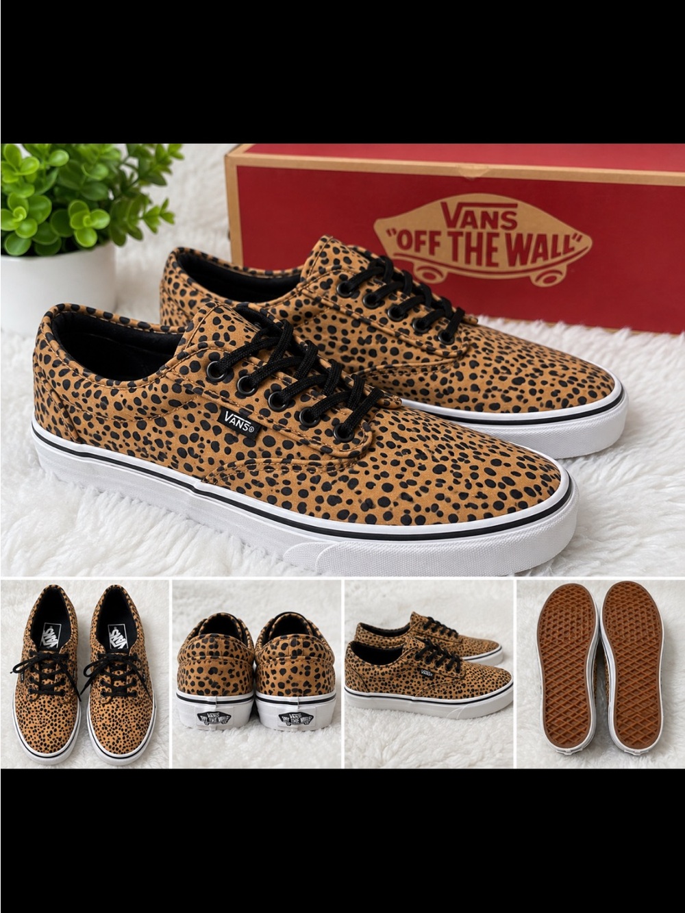 Vans Women’s Leopard Print Sneakers Low Top Lace Up Casual Shoes
